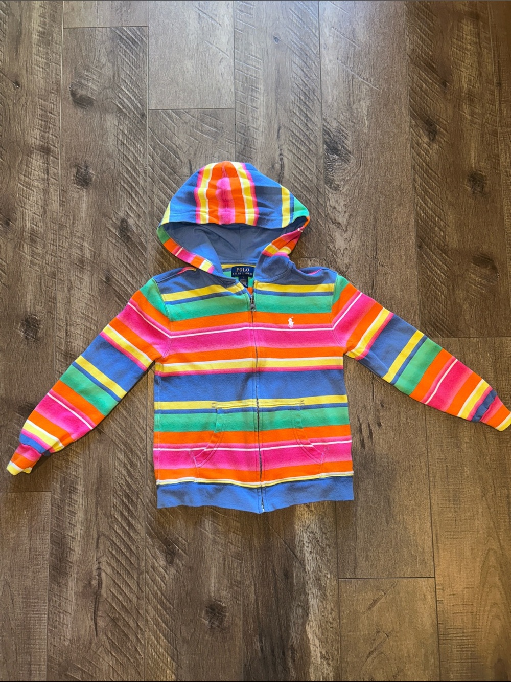 POLO RALPH LAUREN FULL ZIP STRIPED SWEATER SIZE 7